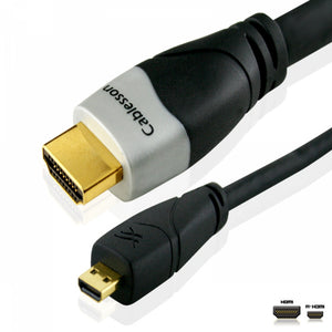 Cablesson Ivuna High Speed Micro HDMI auf HDMI Kabel mit Ethernet 5m (HDMI Typ D) Kompatibel mit HDMI 2.1, 2.0a, 2.0, 1.4a - 4k, Ultra HD, ARC, HDR, 2160p - schwarz