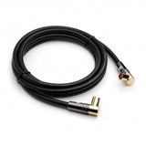 XO Antenna Angled Cable - Black - Male plug to Female socket TV Aerial RG6 Coaxial Cable - 7.5m