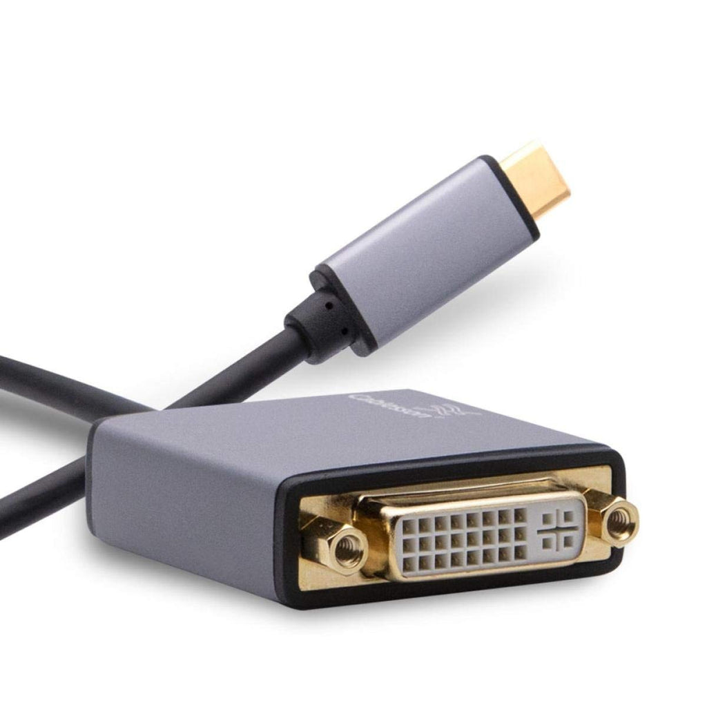 Cablesson - USB Typ C Stecker auf DVI Buchse Adapter mit Aluminiumschalen 0,23 M 4K @ 30Hz - Schwarz