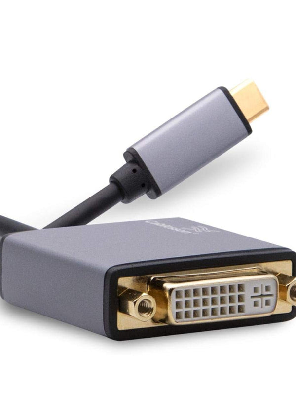 Cablesson - USB Typ C Stecker auf DVI Buchse Adapter mit Aluminiumschalen 0,23 M 4K @ 30Hz - Schwarz
