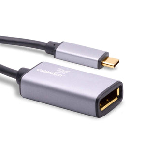 Cablesson - USB Typ C Stecker auf DP-Buchse Adapter mit Aluminium Shells - 0,23 M 4K @ 60Hz - Schwarz
